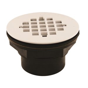 ABS Shower Drain with White Grid 2in