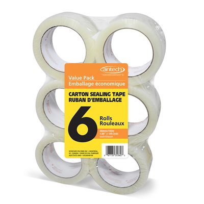 6PK Clear Hot melt Carton Sealing Tape 48mmx100m