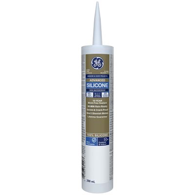 GE Silicone 2 Mastic Avancé Portes et Fenêtres 298ml Transparent