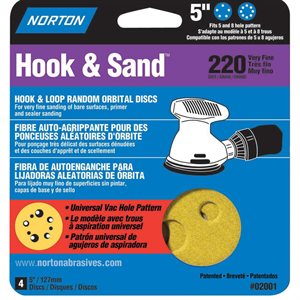 Hook & Loop Disc 5in With 5 Or 8 Hole P220 4PC