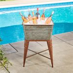 Planter Square Tub with Stand Aged Galvanized Steel 20.5x20.5x30.5 64l / 16.9gal