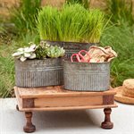 3PC Planter Set Nesting Ovals Aged Galvanized Steel