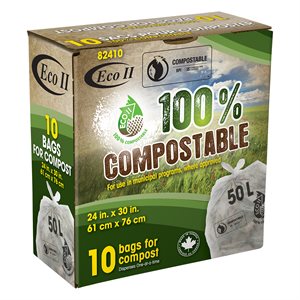 Compostable Kitchen Garbage Bags 24x30in Frost 10PC