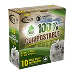Compostable Kitchen Garbage Bags 24x30in Frost 10PC