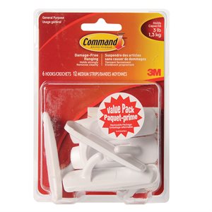 Command™ Hook Medium White Value Pak