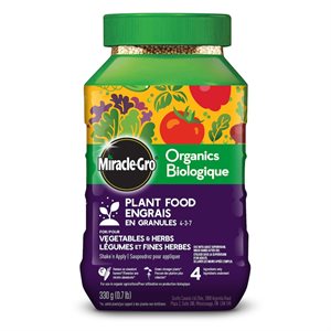 Miracle-Gro Organic Plant Food Granules for Vegetables & Herbs 4-3-7 330g