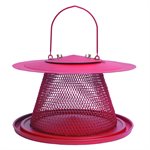 Red Cardinal Feeder Red Zinc-plated Circular with Tray Holds 2.5Lb of Seeds