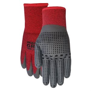 1Pair Gloves Work Unisex Max Grip Therma-Lock Lined Knit Wrist Size: L Red / Grey