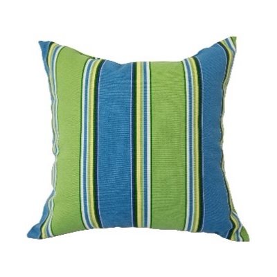 Outdoor Toss Pillow 16in x 16in Blue / Green Stripe
