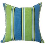 Outdoor Toss Pillow 16in x 16in Blue / Green Stripe