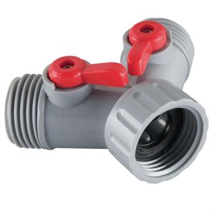 2-Way Hose Connector with Shut-off Valves Plastic