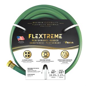Water Hose Flextreme Synthetic Rubber 1 / 2in x 60ft Green