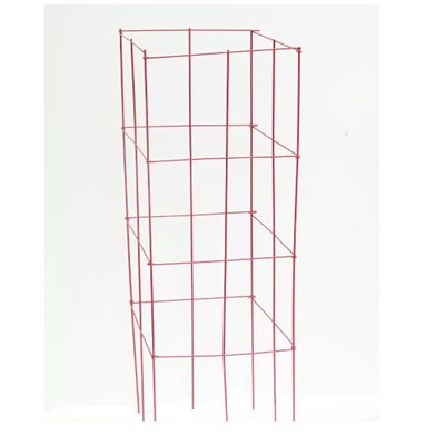 Wire Square Folding Tomato Cage Powder Coat 47x12" Red