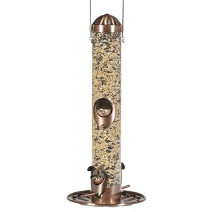 Wild Bird Feeder Metal Tube Copper Finish 2in1 Ports Holds 1.8lb