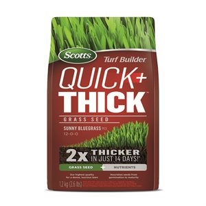 Turf Builder Quick + Thick Sunny Bluegrass Coated Grass Seed 12-0-0 1.2kg