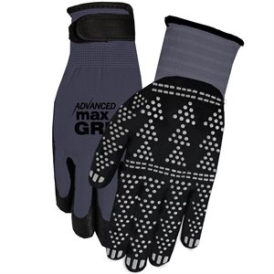 1Pair Gloves Work Advanced Max Grip Pro Grade Safety Size: L / XL Grey Back