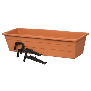 Futura Window Box Planter Plastic With Brackets 18x6.75x4.5in Terracotta