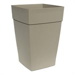 Harmony Self-Watering Planter Plastic Tall Square 12x12x18in Portabello