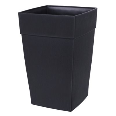 Harmony Self-Watering Planter Plastic Tall Square 16x16x24in Black