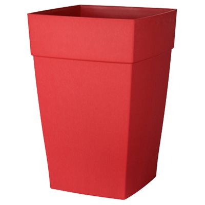 Harmony Self-Watering Planter Plastic Tall Square 16x16x24in Red