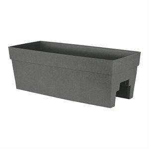 Harmony Railing Mount Planter Self-Watering Plastic 27x11.75x9.5in Slate