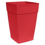 Harmony Self-Watering Planter Plastic Tall Square 8x8x12 Red