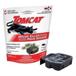 Tomcat Mouse Killer Refillable Bait Station with 8 Bait Block Refills 28g
