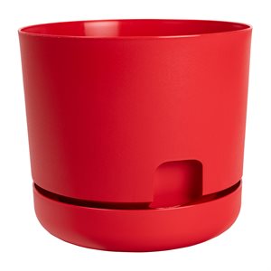 Oasis Self-Watering Planter with Saucer 12in Plastic Red