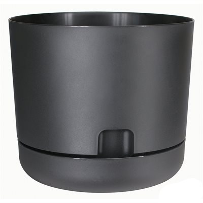 Oasis Self-Watering Pot With Saucer Black 8in