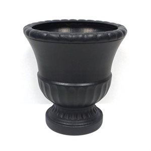 Planter Grecian Urn Plastic Round 15 Diam x 16in Black colour