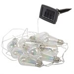 Solar LED Plastic Straight Sided Bulb String Light Set 10 Cool White Bulb 12.5ft