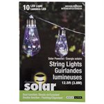 Solar LED Plastique Straight Side Bulb String Light Set 10 Cool White Bulb 12.5ft
