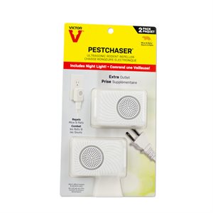 2PC Pestchaser Ultrasonic Rodent Repellent with Nightlight & Outlet