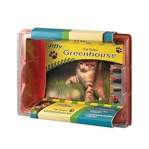 Jiffy Mini Indoor Greenhouse Cat Grass Growing Kit with Seeds