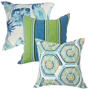 12Pc Outdoor Toss Pillows 16in x 16in Ast Blue / Green