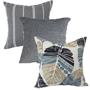 12Pc Outdoor Toss Pillows 16in x 16in Ast Grey / Black