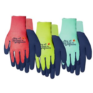 1Pair Gloves Garden Ladies Textured Foam Rubber Coated Palm Size: M 3 Colours