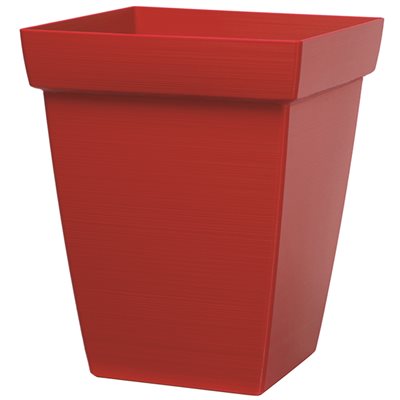 Bamboo Self-Watering Contemporary Planter Plastic Square 11in Red