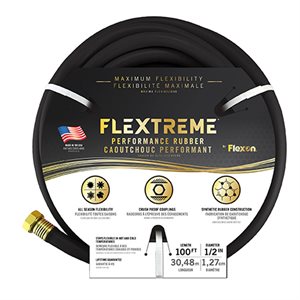 Water Hose Flextreme Synthetic Rubber 1 / 2in x 100ft Black