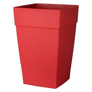 Harmony Self-Watering Planter Plastic Tall Square 12x12x18in Red