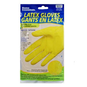 1PR Latex Household Cleaning Gloves Yellow Medium
