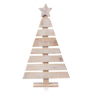 Wooden Tabletop Christmas Tree 27-1 / 2" Hand Painted White