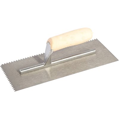 Trowel V-Notch Tempered Steel Wood Handle ¼ x 3 / 16" 11in