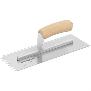 Wood Handle Carbon Steel Notch Trowel 1 / 2 x 1 / 2 V